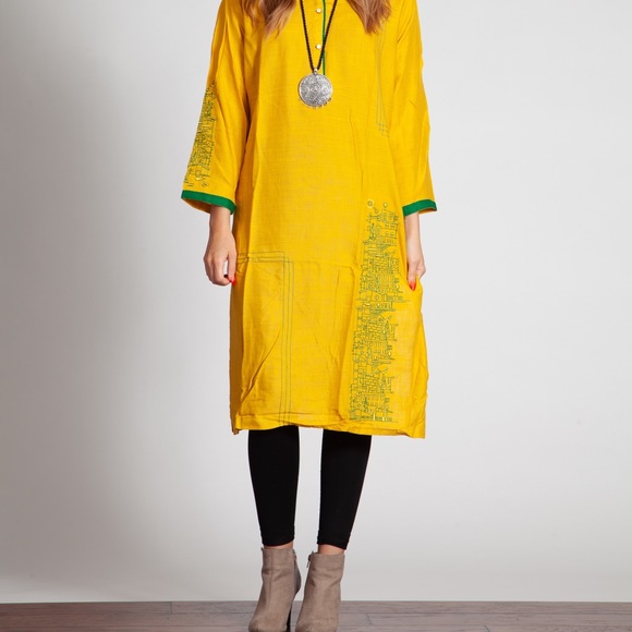 Mustard yellow cotton Tunic top ! - Picture 3 of 4